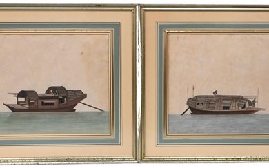 Pair of Chinese Export Junks/Boats