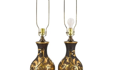 Pair of Fuger Taube Cameo And Etched Glass Lamps