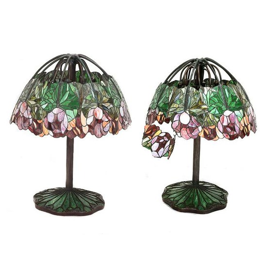 Pair of Impressive Bronze Art Nouveau Lamps with