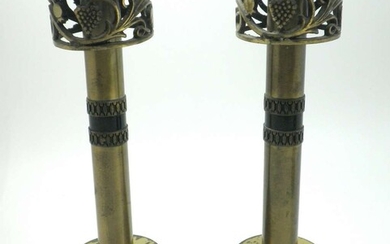 Pair of Israeli Brass Shabbat Candlesticks made by Oppenheim
