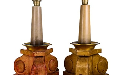 Pair of Mid-Century Leather Table Lamps