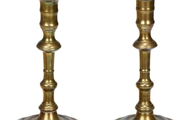 Pair of Queen Anne Brass Candlesticks
