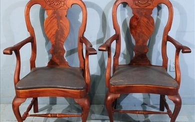 Pair of flame mahogany Chippendale side chairs
