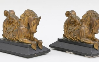 Pair of gilt bronze hippocampus