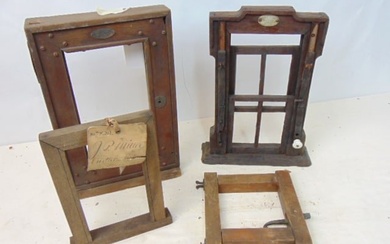 Patent Model lot, 4 window, curtain holder, locking mechanism models, one is labeled, "Curtain.." by
