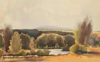 Paul Lauritz (1889-1975) Landscape sight 13 1/2 x 19 1/2...