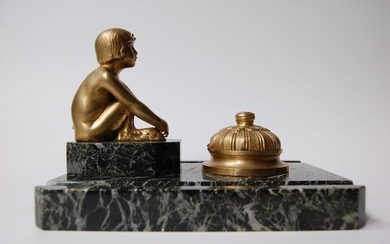 Paul Silvestre (1884-1976) - Susse Frères bronsgieterij - Art Deco gilt bronze faun