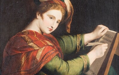 Pittore del XVII secolo Sibilla Chimica olio su tela cm 100x73 (in cornice...