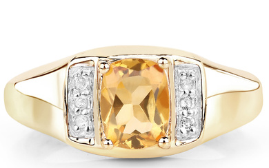 Plated 14KT Yellow Gold 1.30ct Citrine and White Topaz Ring