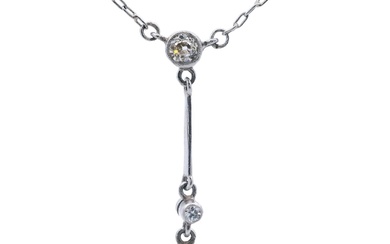Platinum Pendant Necklace with Diamonds and Sapphires