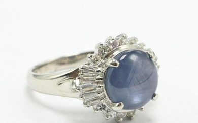 Platinum Star Sapphire & Diamond Ring