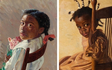 Portrait of a Girl with Bow in Her Hair, 1899 and Portrait of a Shy Girl (a pair of works)