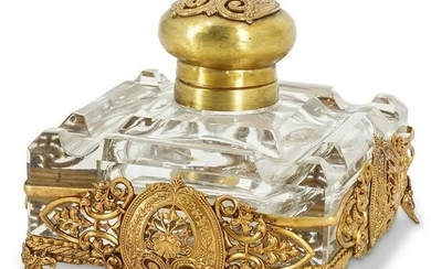 Poss. Baccarat French Crystal & Gilt Bronze Inkwell