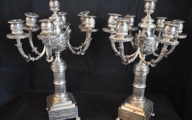 Pr. of French Style Sterling Silver Candelabras