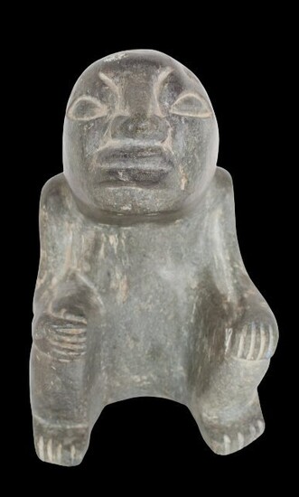 Pre Columbian Stone Figure of a Seated Man