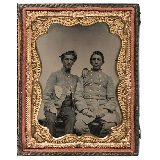 Quarter Plate Ambrotype of Two Confederate Soldiers
