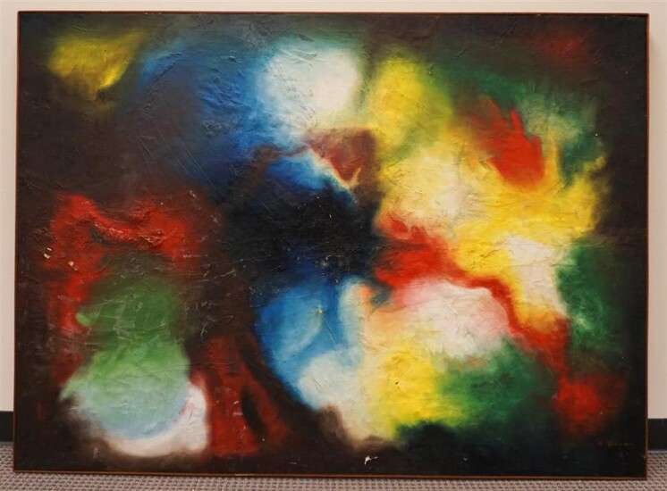 R Bowen, 20th Century School, Abstract, Acrylic on Canvas, Frame: 64-1/2 x 47-3/4 in
