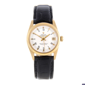 ROLEX - a mid-size 18ct yellow gold Oyster Perpetual Datejust wrist watch.
