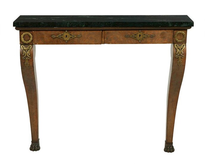 Regency Walnut and Marble-Top Console Table
