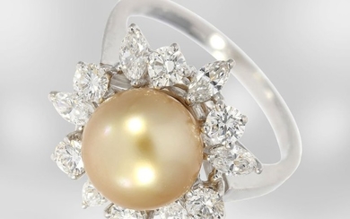 Ring: attractive white gold ring with gold South...