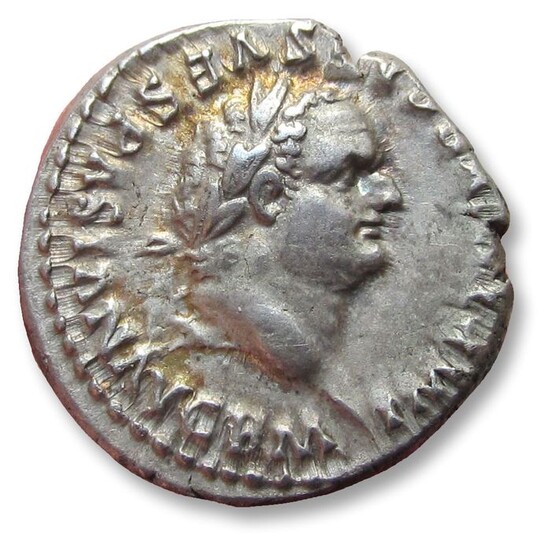 Roman Empire. Titus (AD 79-81). Silver Denarius,Rome mint January-June 80 A.D. - Pulvinar reverse