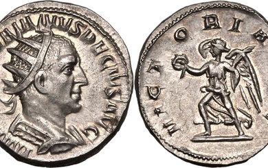 Roman Empire Trajan Decius AD 249-251 AR Antoninianus About Extremely Fine; underlying lustre with golden highlights