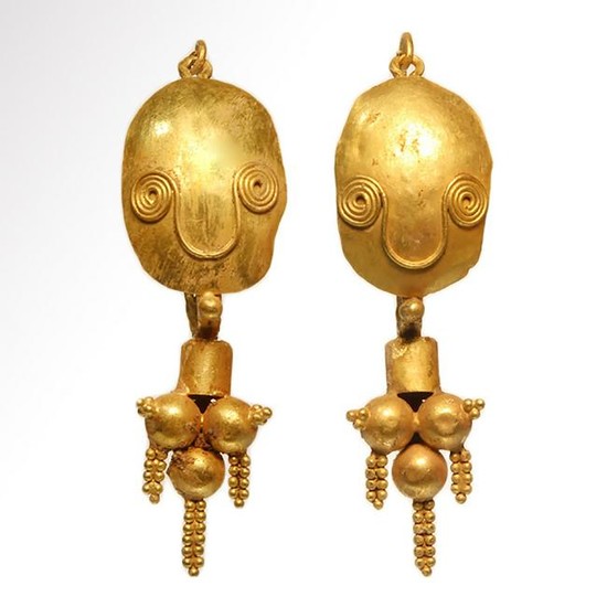 Roman Gold Drop Earrings, c. 2nd-4th Century A.D.