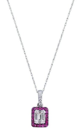 Ruby and Diamond Pendant on Chain