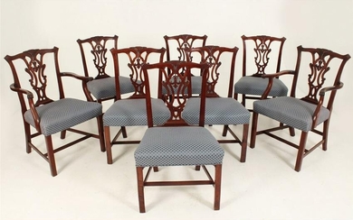 SET OF 8 ENGLISH CHIPPENDALE STYLE CHAIRS