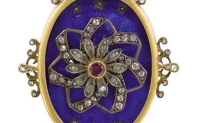 SWISS | A GOLD, ENAMEL, DIAMOND AND RUBY-SET AUTOMATON PENDANT MADE FOR THE CHINESE MARKET CIRCA 1880