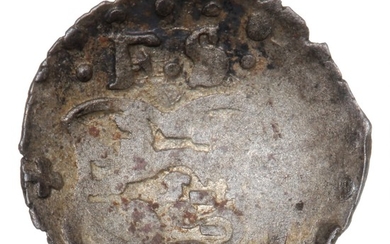 Schüsselpfennig, 0.29 g. Formerly attributed to Frederick II and included in Hede as No. 34. Now Friesland.