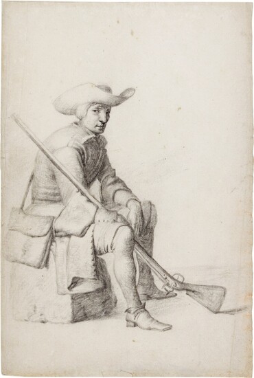 Seated Man with a Rifle, Studio of Gerard ter Borch II