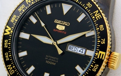 Seiko - Automatic 24 Jewels "Black-Gold" 100M- "NO RESERVE PRICE" - Men - 2011-present