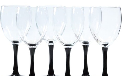 Set 6 Crystal Glass Wine Glasses with Black Stems and Bases