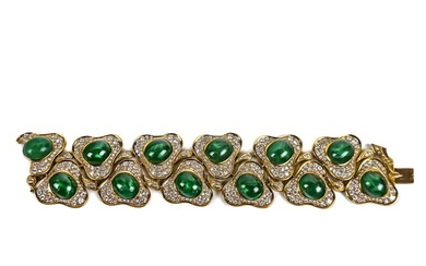 Set of Gemstone-Simulant & Gold Bracelet