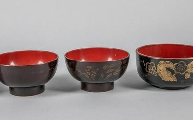 Set of Japanese Antique Lacquer Bowls