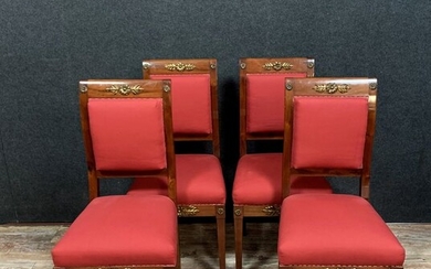 Set of four chairs - Empire style - Mahogany - Late 19th century