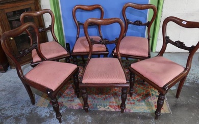 Set of six Victorian mahogany dining chairs with drop-in...