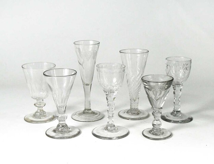 Seven 18th century glasses