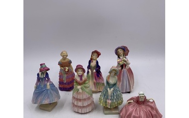 Seven 1930s Royal Doulton miniature figurines, Victorian Lad...