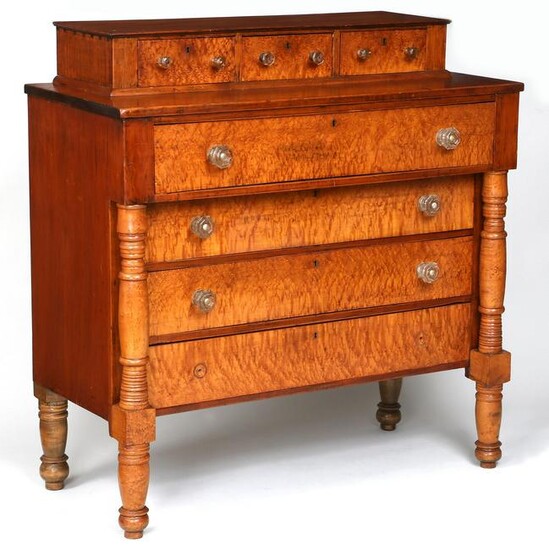 Sheraton tiger maple chest of drawers