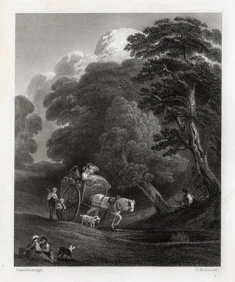 Sir Thomas Gainsborough 1834 engraving The Market Cart signed