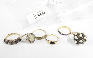 Small Collection of Scrap Gold & Yellow Metal Rings (hallmar...