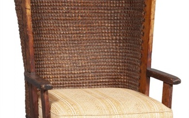 Stained Wood and Rush Orkney Chair
