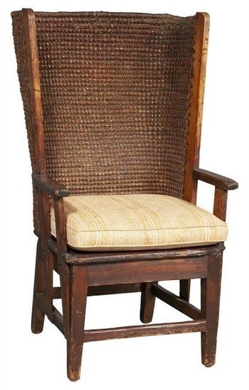 Stained Wood and Rush Orkney Chair
