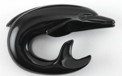 TIMMY WOODS CARVED OBSIDIAN DOLPHIN-FORM BELT BUCKLE Beverly...