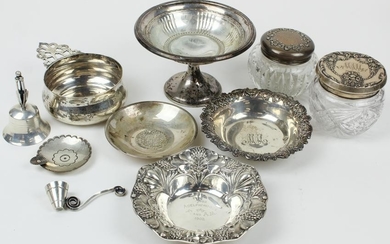 Sterling Lidded Dresser Jars and Other Accessories