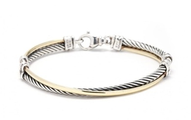 Sterling Silver and Gold Cable Bracelet, David Yurman