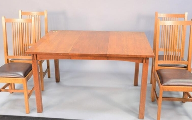 Stickley five piece set, square table with four side