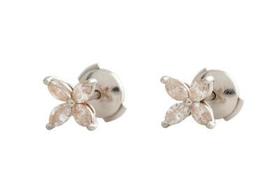 TIFFANY & CO, PAIR OF PLATINUM AND DIAMOND 'VICTORIA' EARRINGS